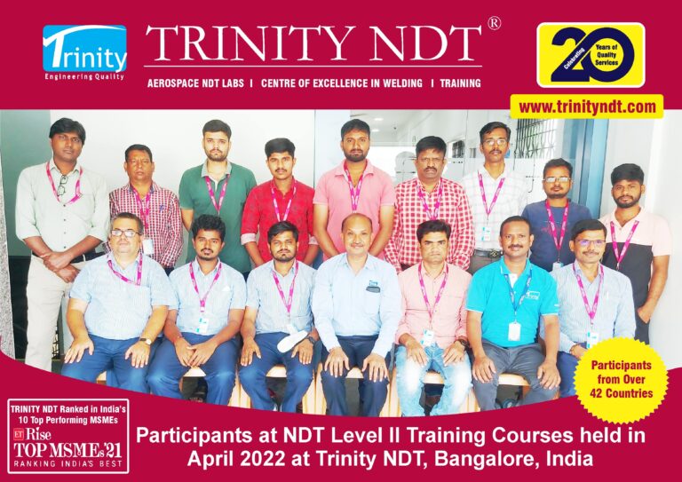 Level 2 NDT Courses Participants in April 2022 at Bangalore India