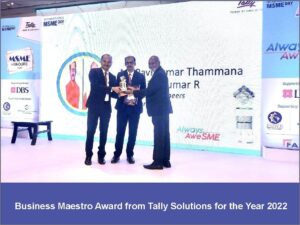 Business Maestro MSME Award from Tally Solutions India 2022