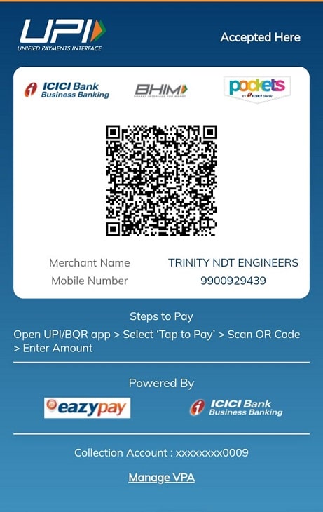 Trinity NDT QR Code for Online Payments
