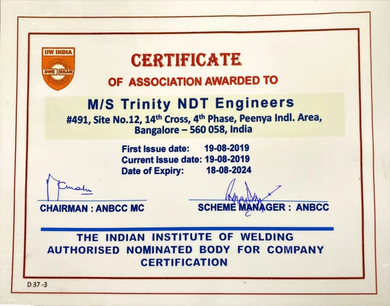IIW India Associate Certificate Trinity NDT