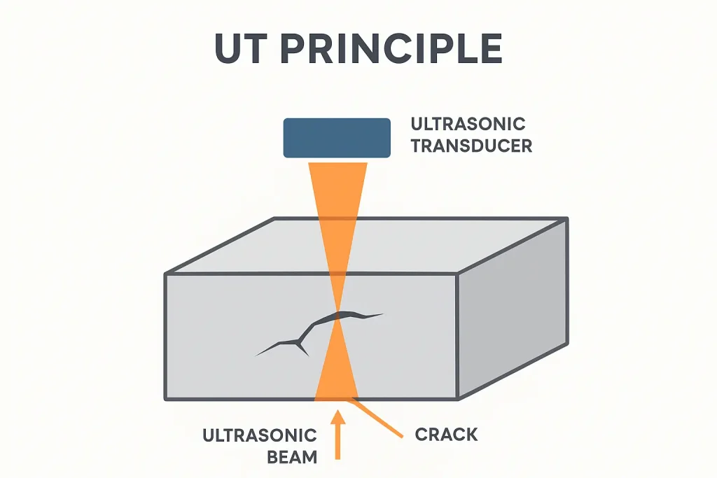 Ultrasonic Testing Principle for Scanning to detect flaws