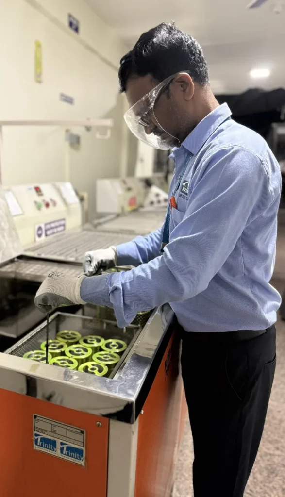 FPI Testing at Trinity NDT NADCAP lab in Bangalpore India