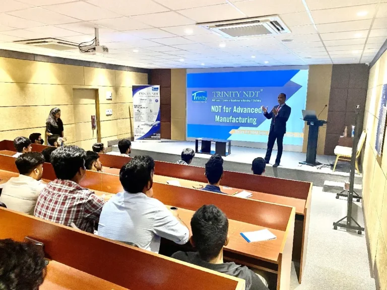 Modern NDT training classroom with students at Trinity NDT Bangalore India
