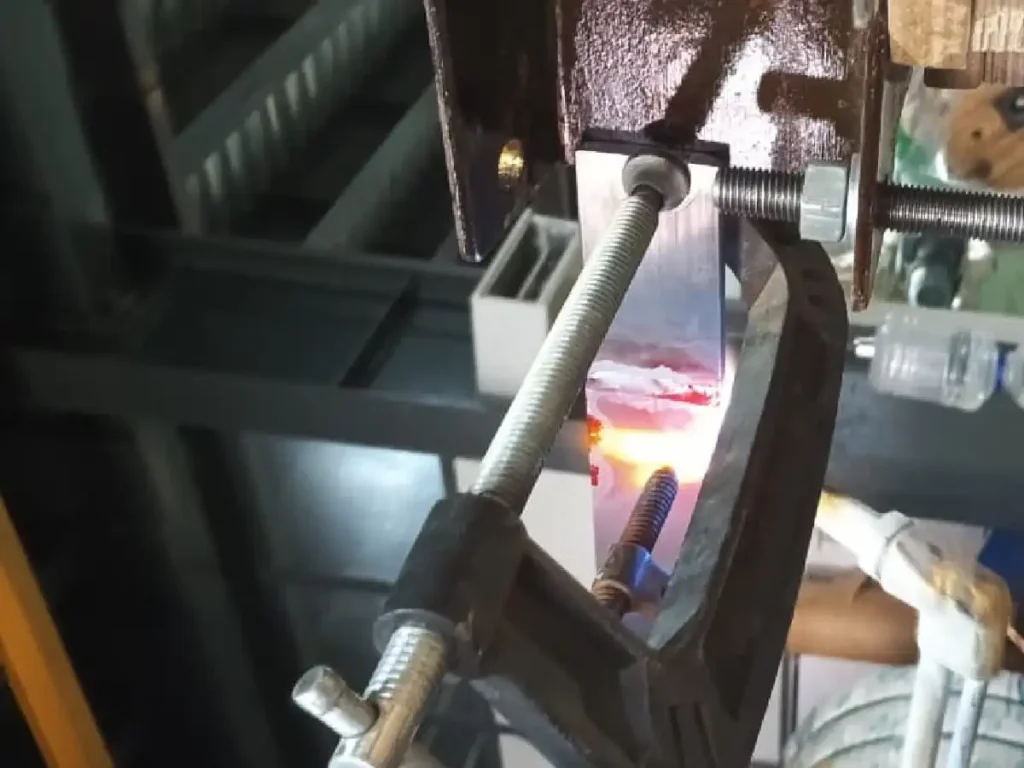 Brazer qualification testing on copper components with precision fixture setup at Trinity NDT WeldSolutions Bangalore for BPQ certification