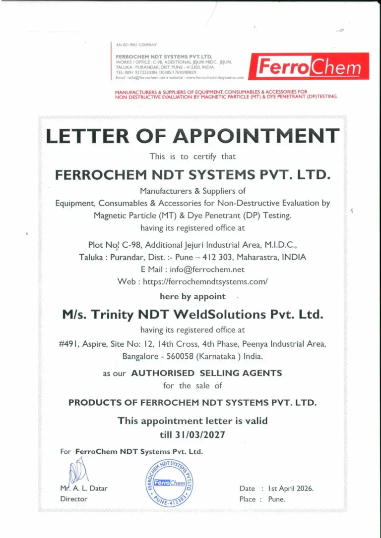 Letter of Appointment Ferrochem DPT MPT chemicals